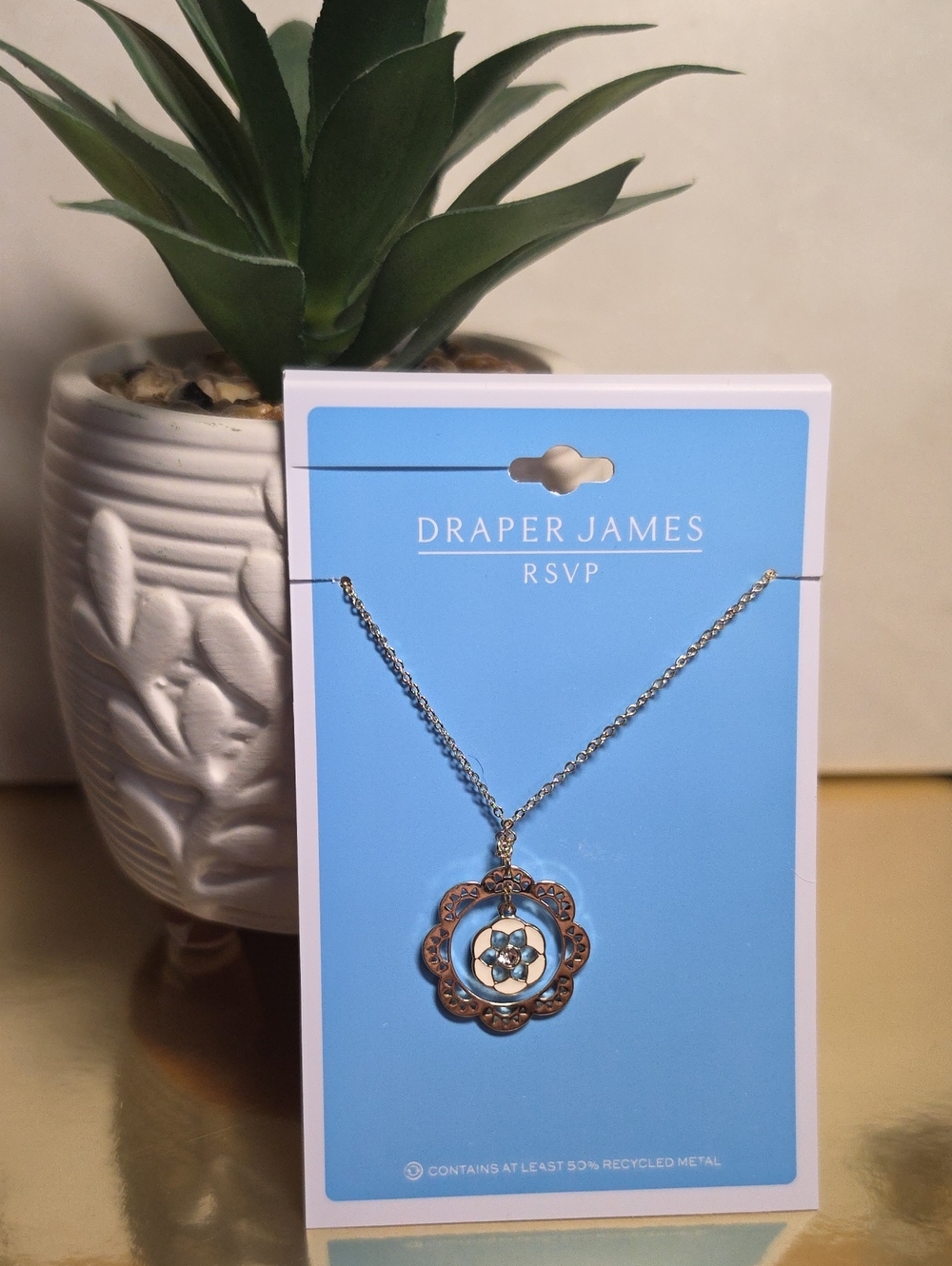 Draper James Two-Tone Floral Medallion Necklace - Silver & Rose Gold